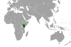 Map indicating locations of Kenya and Sri Lanka