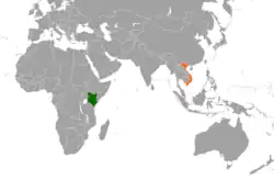 Map indicating locations of Kenya and Vietnam