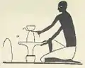 Creation of a vessel on a hand-operated potter's wheel