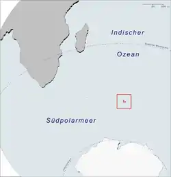 Location of the Kerguelen Islands in the southern Indian Ocean