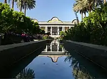 Image 59Reflection of the Bagh-e Narenjestan (orange garden) and the Khaneh Ghavam (Ghavam house) at Shiraz, Iran (Persian garden) (from List of garden types)