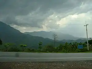 Khao Kho in the rain seen from Thailand Route 12