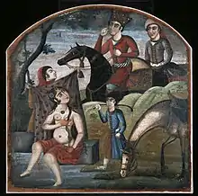 Khusraw Discovers Shirin Bathing, from Pictorial Cycle of Eight Poetic Subjects, mid-18th century; Brooklyn Museum