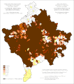 Share of Albanians on Kosovo and Metohija by settlements 1991