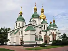 Church with green and golden domes