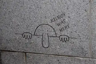 Permanent engraving of Kilroy on the World War II Memorial, in Washington, D.C.