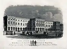 Image 12King's College London in 1831, as engraved by J. C. Carter. It is one of the founding institutions of University of London, established in 1836. (from History of education)