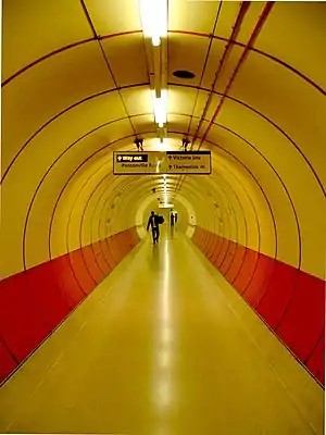 A pedestrian tunnel at King's Cross station