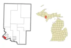 Location within Dickinson County