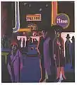 Street Scene at Night by Ernst Ludwig Kirchner, 1926-27