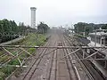 An overview of the station, with the Toshiba plant on the left