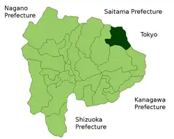 Location of Kitatsuru in Yamanashi