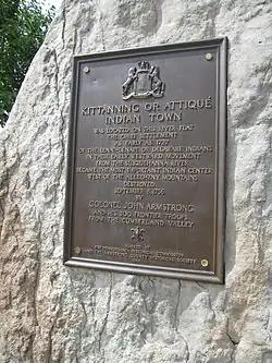 Plaque at the site of Kittanning Village