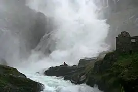 The Kjosfoss waterfall along the Flåmsbana, the railway track from Flåm to Myrdal