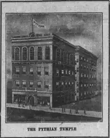 Image from The Dallas Express of the Knights of Pythias Temple, Elm Street, Dallas, Texas