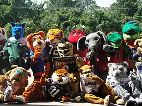 UCF's black and gold clad mascot, Knightro, at UCA Mascot Camp.