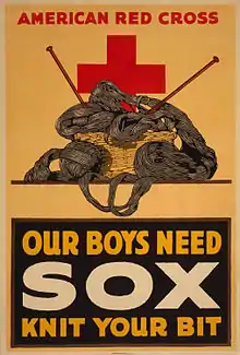 Our boys need sox - knit your bit, US, 1917-1918