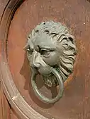 Lion head door knocker at the Raczyńskich Library