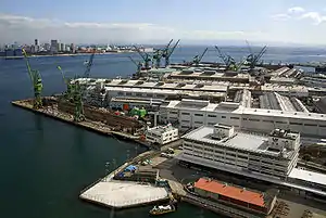 Kawasaki Shipbuilding Co. headquarters on Kobe Harbor