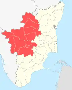 Location of Kongu Nadu