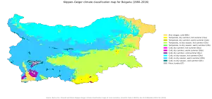 Köppen climate types of Bulgaria