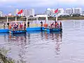 Start of the Gaetbae (raft) race at the Seorak Festival in Sokcho