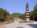 Pagodas lined up on the grounds of Unjusa