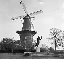 Image 16De Valk windmill in mourning position following the death of Queen Wilhelmina of the Netherlands in 1962 (from Windmill)