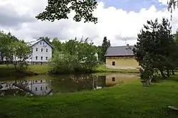 A pond in the centre