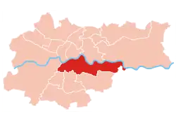 Location of Podgórze within Kraków