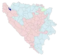 Location of Krupa na Uni within Bosnia and Herzegovina