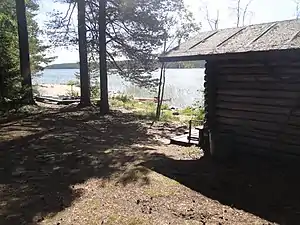 Public cottage on an island.