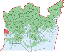 Position of Kuusisaari within Helsinki