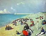 Sur la plage c.f. A Sunday Afternoon on the Island of La Grande Jatte by Seurat