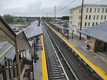 The view from the wheelchair accessible overpass, facing west in September 2018.