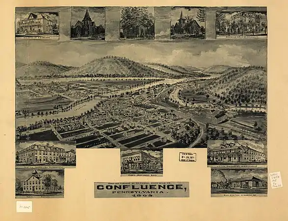 1905 bird's-eye view of Confluence