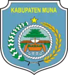 Former emblem of Muna Regency (2002–2012). With the creation of new West Muna Regency and North Buton Regency this logo was deemed not reflecting the current reality and replaced.