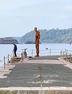 LOOK II cast iron sculpture on West Hoe Pier