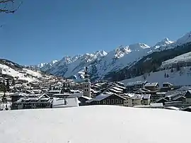 Panoramic view of La Clusaz in winter