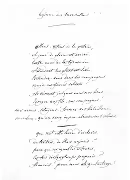 Manuscript of La Marseillaise