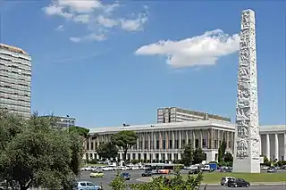 Piazza Guglielmo Marconi and the obelisk in the EUR district.