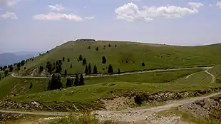 Photo shows a modern fort on top of the Authion Massif.