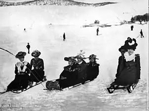 Ladies' toboggan race.