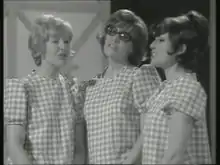 The Ladybirds performing on The Benny Hill Show in 1970. Left to right: Marian Davies, Maggie Stredder and Gloria George