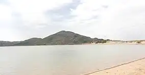 A photo of Lake Altus and granite peaks in Quartz Mountain State Park