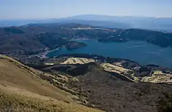 View of Lake Ashi and Hakone Town from Mount Hakone Komagatake