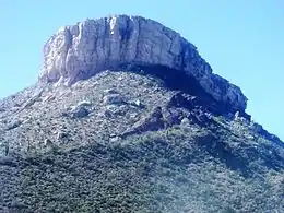 Indian Mesa at Lake Pleasant Regional Park in Arizona. On top of the Mesa are the ruins of a village built by the Hohokam Puebloans about 1000 years ago.