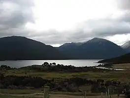 Hoka Kura (Lake Sumner), viewed from above Shoal Bay