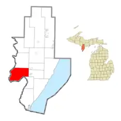 Location within Menominee County and the state of Michigan