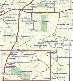 location of Lakewood Heights in southeast Atlanta